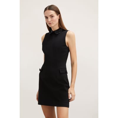Motivi Sheath Dress With Embroidered Collar Black Maat: 46 | Mini Jurken Outlet | Dames | Zwart