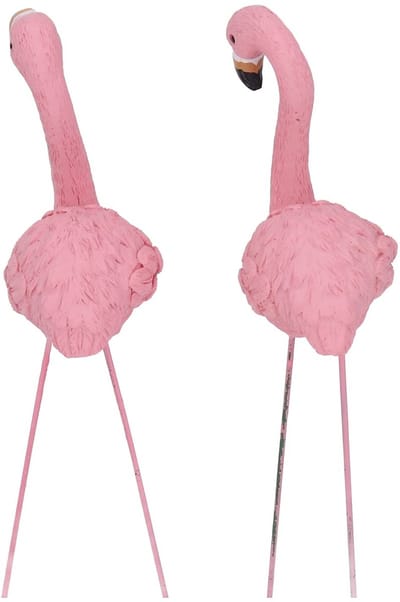Dailygoods- Tuinstandbeelden Set van 4 - Roze Flamingo - Tuinornamenten voor Buiten - Gazon Decoratie - Duurzame Sculpturen - Fijne Details