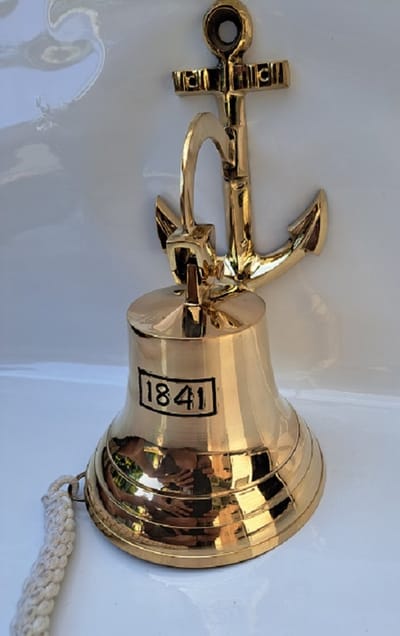Messing scheepsbel 1841 ISHMP3250 Anker uniek model - deurbel - Voordeurbel Scheeps cafe bel Messing Large