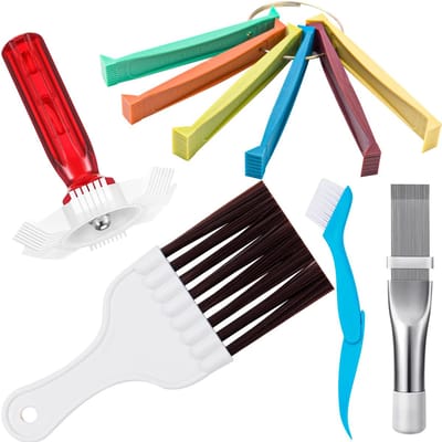 5 Stks Airconditioner Vinreiniger Set 3 Verschillende Ac Fin Kam Condensator Fin Straightener,2 Verschillende Borstel Condensator Ac Coil Cleaner Air Koelkast Fin Cleaner Verdamper Radiator Reparatie
