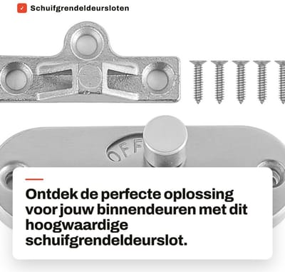 Dailygoods- Schuifdeurslot 90° Hoekmontage - Draagbaar Deurslot - Privacy Deurslot - Geschikt voor Houten/Aluminium Deuren - Eenvoudige Installatie - Inclusief Schroeven