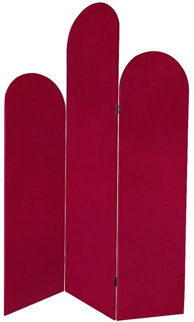 Vente-unique Asymmetrisch 3-delig kamerscherm van fluweel - L120 x H180 cm - Rood - CARMIDA