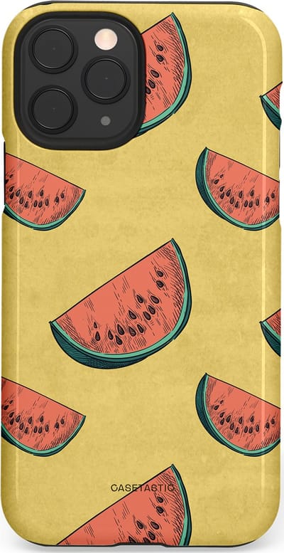Casetastic Hoesje Geschikt voor Apple iPhone 11 Pro - Stijlvolle Beschermende Duo-layer Case - Retro Meloengeel