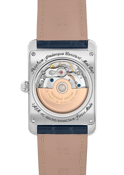 Frédérique Constant Carree Heart Beat FC-311N4C26 Horloge - Leer - Blauw - Ø 32 mm