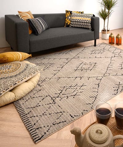 Berber vloerkleed - Beni Ouarain Sufian grijs/zwart 80x150