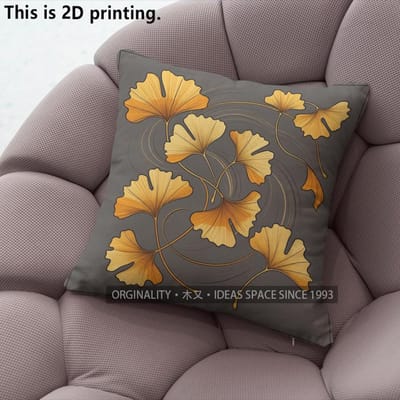 Gouden Ginkgo Blad Decoratieve Sierkussenhoezen Patroon Kussenhoes Geschikt Voor Bank Slaapkamer Auto Kussenhoes 40x40cm
