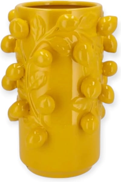 Daan Kromhout - Bloempot - Vaas - Cilinder - Pot - Geel - Citroen - Fruit - Lemon - 21x31 cm - Keramiek
