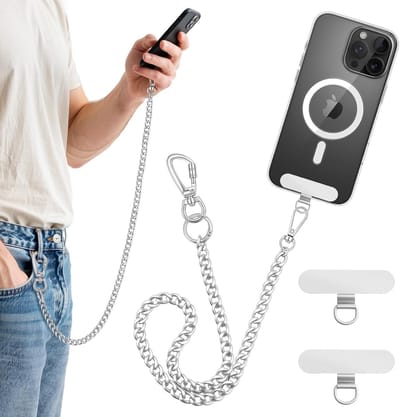 Anti-Diefstal Telefoon Ketting, Crossbody Lanyard met Vergrendelbare Climbing Buckle, RVS Strap voor Reizen, Winkelen en Kamperen, Inclusief 360° Metalen Tether Tab en Circulaire Sluiting
