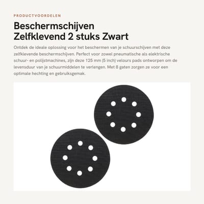 Dailygoods - Beschermschijven - Zelfklevend - 2 stuks - Zwart - Interface Pad - Voor schuurmachines en polijstmachines - 125 mm