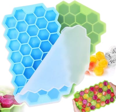Set van 2 Siliconen IJsblokjesvormen met Deksel - Flexibele Hexagonale Mold voor IJsblokjes, Cocktails en Verfrissende Dranken