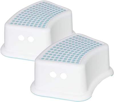 Kindertreden 2 stuks Antislip Krukje voor Kinderen Badkamer en Keuken Wit Blauw