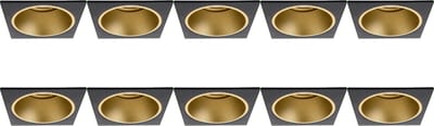 Spot Armatuur 10 Pack - Proma Minko Pro - GU10 Inbouwspot - Vierkant - Zwart/Goud - Aluminium - Verdiept - 90mm