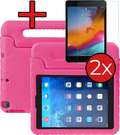 Hoesje - Geschikt voor Apple iPad Air 3 (2019) - 10.5 inch - 3e Generatie - Met 2x Screenprotector - Kinderhoes - Shockproof Bumper - Kidsproof Case - Tablethoes - Kinder Hoes Cover - Roze