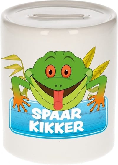 Kinder spaarpot met spaar kikker opdruk - keramiek - kikker spaarpotten