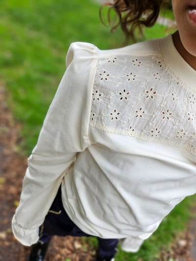Funkle Meisjes Longsleeve roomwit met broderie