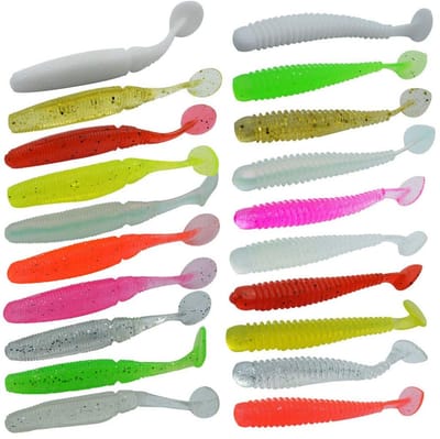 Dailygoods- Regenworm Kunststof 20 Stuks - Zachte Kunstregenworm - Visaas voor Roofvis - Ecologisch Aas - Sterk Verleidelijk Aas - Diverse Kleuren - Kunstaas