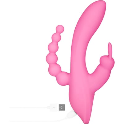EIS, vibrator, 3 in 1 Rabbit vibrator, 21,5 cm, waterdicht, 2 motoren, oplaadbaar, huidvriendelijke siliconen
