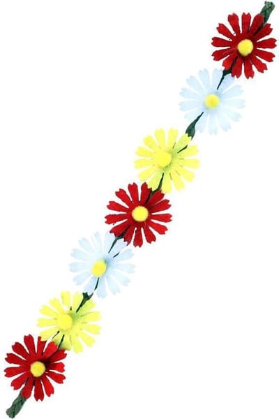 Hoofdbandje ibiza 7 bloemen rood-wit-geel