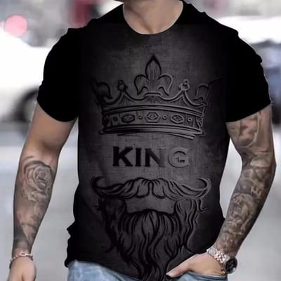 3d King Print Heren T-shirt Zomer Casual Korte Mouw T-shirts Top Mode Street Oversized Herenkleding Vintage T-shirts Voor Heren 6XL gray