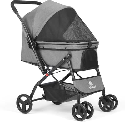 Huisdieren Wandelwagen - Dierenbuggy - Reizen met huisdier - Opvouwbaar en lichtgewicht - Tot 20 kg - Donkergrijs