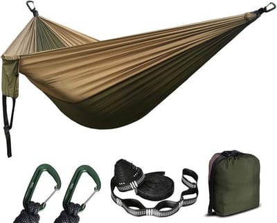 Kampeer Hangmat - Outdoor Swing - Ontspannen Buiten - Ultralicht Compact - 260 x 140 cm - Lichtgrijs