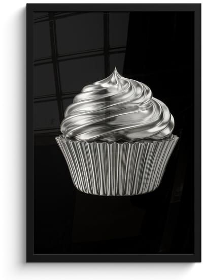 Poster in lijst - Fotolijst 40x60 cm - Posters - Cupcake - Luxueus - Zilver - Posterlijst zwart - Decoratie - Wanddecoratie woonkamer - Muurdecoratie slaapkamer