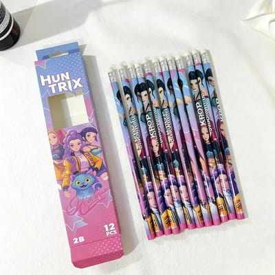 12 Stuks/Set K-POP Demon Hunters Filmkarakter Zwarte Potloden Student Kantoorbenodigdheden en Cadeau Hoge Kwaliteit