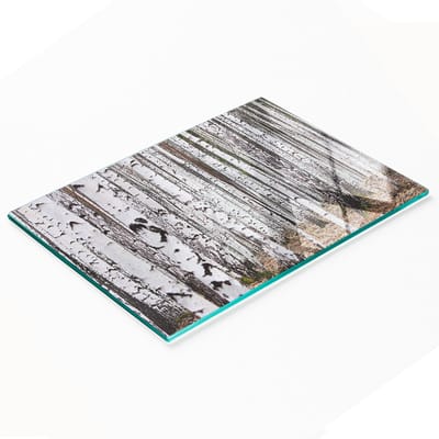 Serveerplank van gehard glas met afbeelding, berkenhout, 80x52 cm