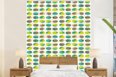 Behang - Fotobehang Cirkel - Groen - Patroon - Breedte 225 cm x hoogte 280 cm