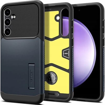 Spigen Geschikt voor Samsung Galaxy S23 FE 5G - Slim Armor - Back Cover met Stand Functie Hoesje - Grijs