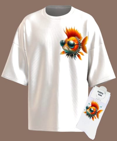 Gift Set - T-shirt - Sokken - Verjaardag - Rezo - LuckyDaySocks - Uniek cadeau - Punk goudvis