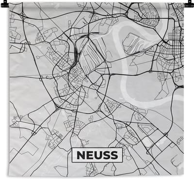 Wandkleed - Wanddoek - Kaart - Stadskaart - Duitsland - Neuss - Plattegrond - 180x180 cm - Wandtapijt
