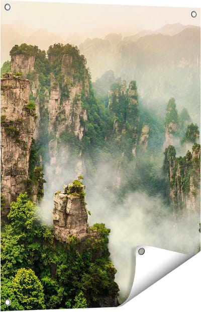 Gards Tuinposter Zhangjiajie Klif Bergen in China - 60x80 cm - Tuindoek - Tuindecoratie - Wanddecoratie buiten - Tuinschilderij