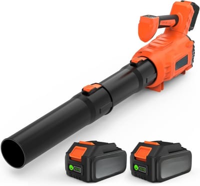 Bladblazer - Accu Bladblazer - Electrisch - 21V - Inc. 2 Stuks - 5.2Ah Accu & Oplader - Luchtsnelheid 305 km/u - 600 CFM - 5 Snelheidsniveaus - met Turbo Modus - 34 x 15 x 26 - Oranje