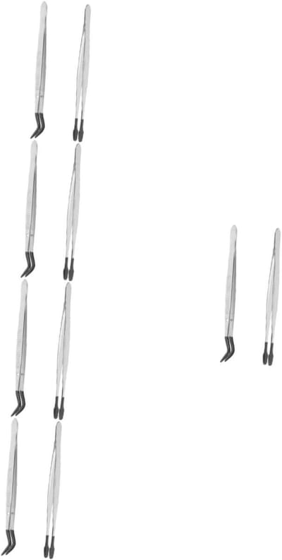 Pincet Gereedschap - Precisie Tang - Fijne Ambachten - Roestvrij Staal - 10 Stuks - Zilverkleurig