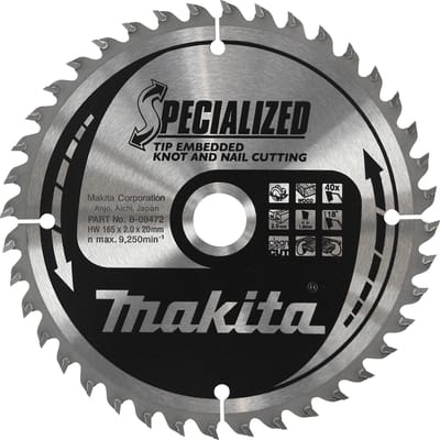 Makita B-09466 Cirkelzaagblad Hout (noest/spijker) | Embedded Tip | 355 x 30 mm | 40-tands