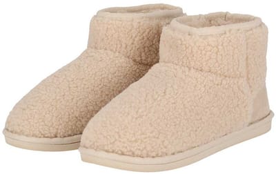 Apollo teddy sloffen - dames - off white - teddystof - pantoffels - hoog 39-40