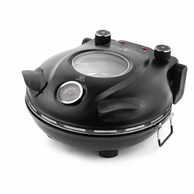 Velmio Pizzamaker - Pizzaoven - Elektrische Pizzamaker - 420℃ - 1200 Watt - 32cm - Vlambestendige Steenplaat - Zwart