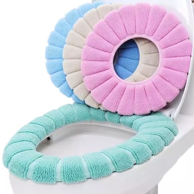 4-delige toiletbrilhoezen - Toiletbrilhoes - Toiletbrilmatten voor de badkamer - Wasbare toiletbrilhoezen - Polyester - Groen/Blauw/Roze/Beige