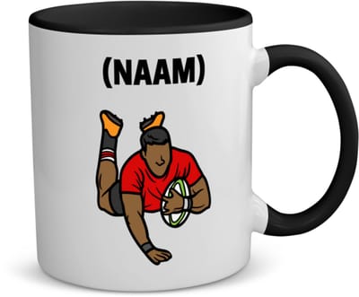 Akyol - rugby met eigen naam koffiemok - theemok - zwart - Rugby - rugbyer - sport - 350 ML inhoud