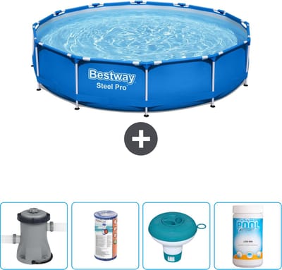 Bestway Rond Steel Pro Zwembad - 366 x 76 cm - Blauw - Inclusief Pomp Filter - Chloordrijver - Chloor