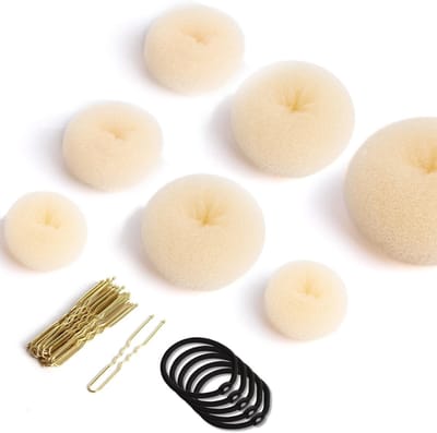 Set van 7 Haar Buns - Donutstijl Haarbuns, 5 Elastische Haarbanden en 20 Chignon Haarspelden voor Dames en Meisjes