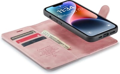 CaseMania Bookcase hoesje geschikt voor iPhone 12 Pro Max - Effen Roze - Kunstleer - 2-in-1 Magnetisch Uitneembaar Design
