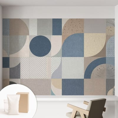 Coloray Behang - Geometrische mozaïek Behangrol - 152x104 cm - Grijs Behang - Voor liefhebbers van modern design - Behang Voor op kantoor, voor de woonkamer, voor de hal - Vliesbehang Geometrie