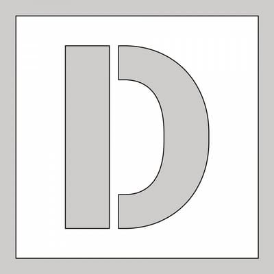 Spuitsjabloon letter D - dibond 500 x 500 mm