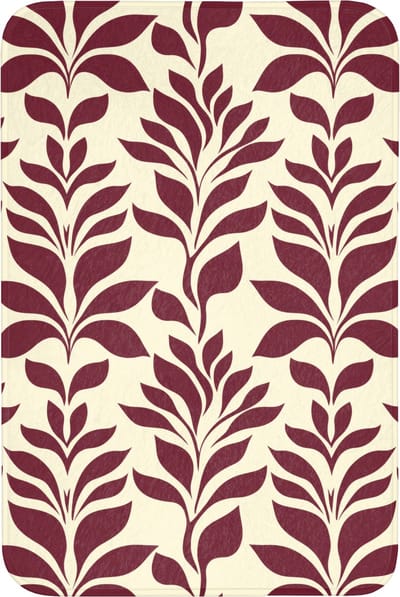 Badmat 60x90 cm - Antislip - Abstract - Bladeren - Burgundy - Badmatten voor badkamer - Badkamermat - Douchemat - Badkamer mat