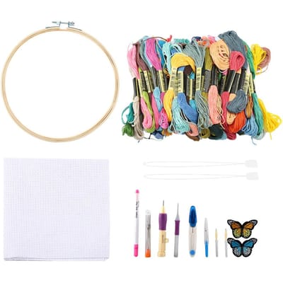 100 Pièces/Ensemble Artisanat DIY Fils Colorés Stylo à Broderie Kit Aiguille à Punch Outils de Couture