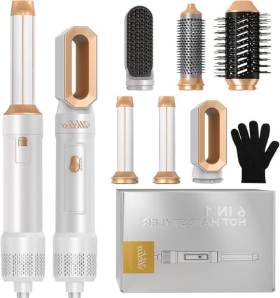 Haarstyler Set - Hot Air Styler - Haar Modelleren - 6-in-1 Opzetstukken - 26 x 20 x 8 cm - Wit