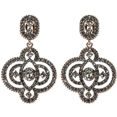 Boucles d'oreilles pendantes Bohème Mode Fleur Cristal Gris Pour Femmes Or Antique Vintage Mariage Bijoux Turcs gray