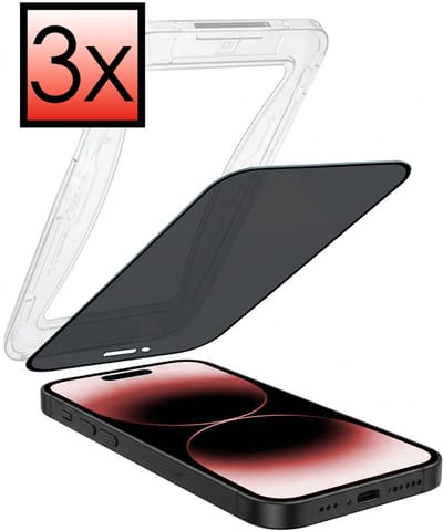Screenprotector - 3 Stuks - Geschikt voor Apple iPhone 14 Pro - Met Installatie Kit - Anti Spy - Beschermglas - Flexibel Glas - Tempered Glass - Screen Protector - Inclusief Montage Frame - Buigbaar Hybrid Bescherm Cover